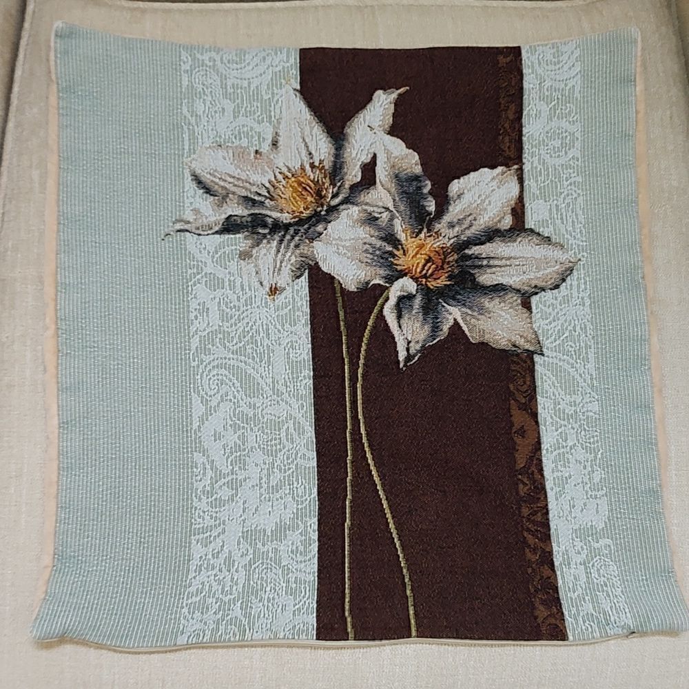 Gobelins Art Woven Clematis Tapestry Cotton Throw Pillow Cover